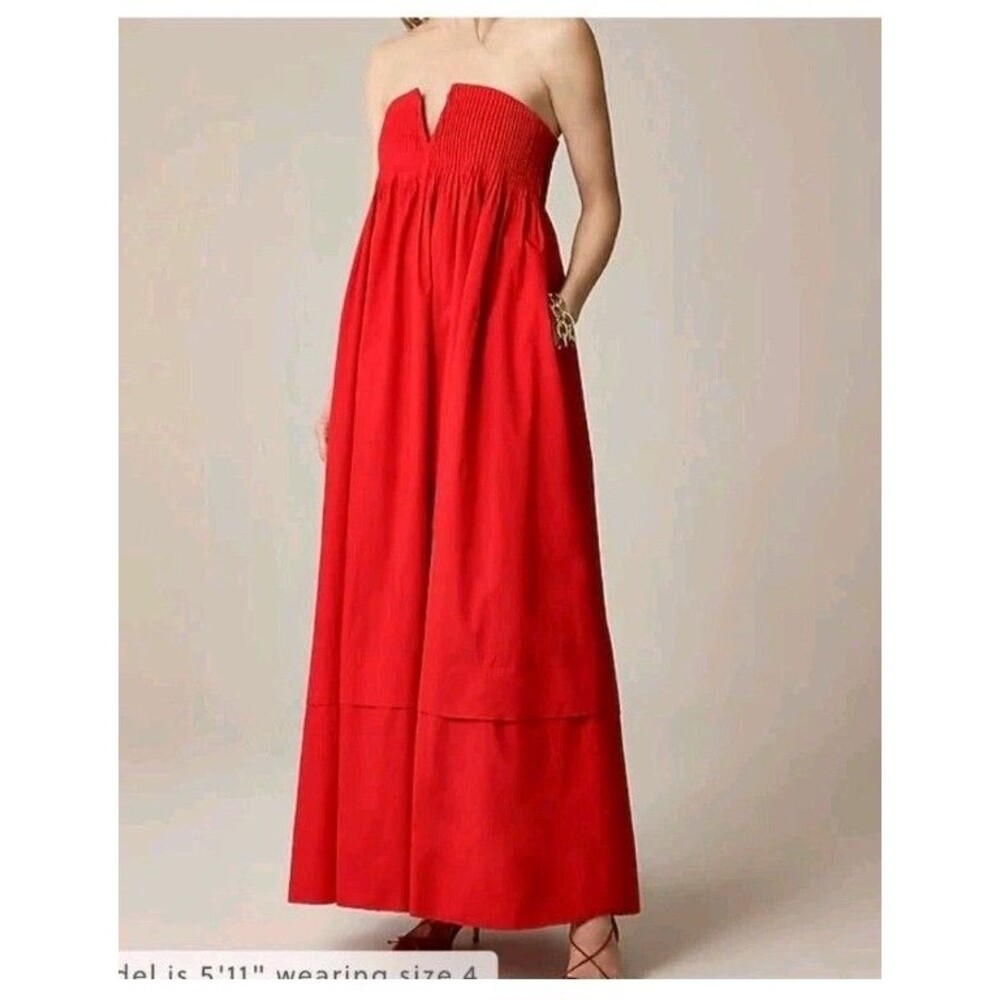 J. Crew Factory Strapless Red Maxi Dress